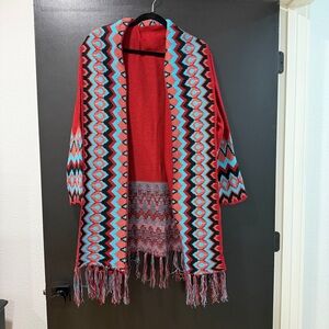 Burgundy and Blue Knit Sweater